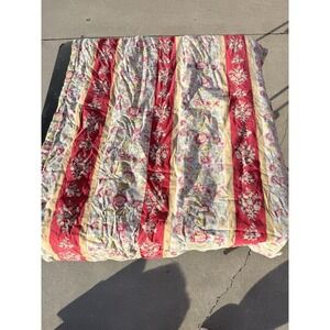 Vintage Reversible Floral Quilt Throw Blanket Cottage Farmhouse Bedding